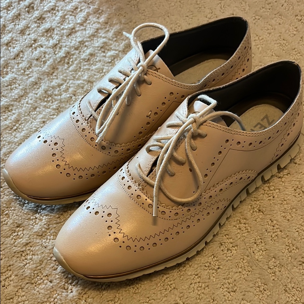 Cole Haan Tan Wingtip Oxfords with Brogue Detailing